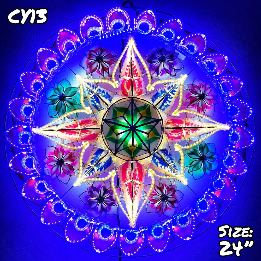 Hot Sale! Philippines Handmade Christmas Capiz Parol Lantern Star in Purple, Blue, Yellow & White - 24 Inches, 2 KG, 110 V