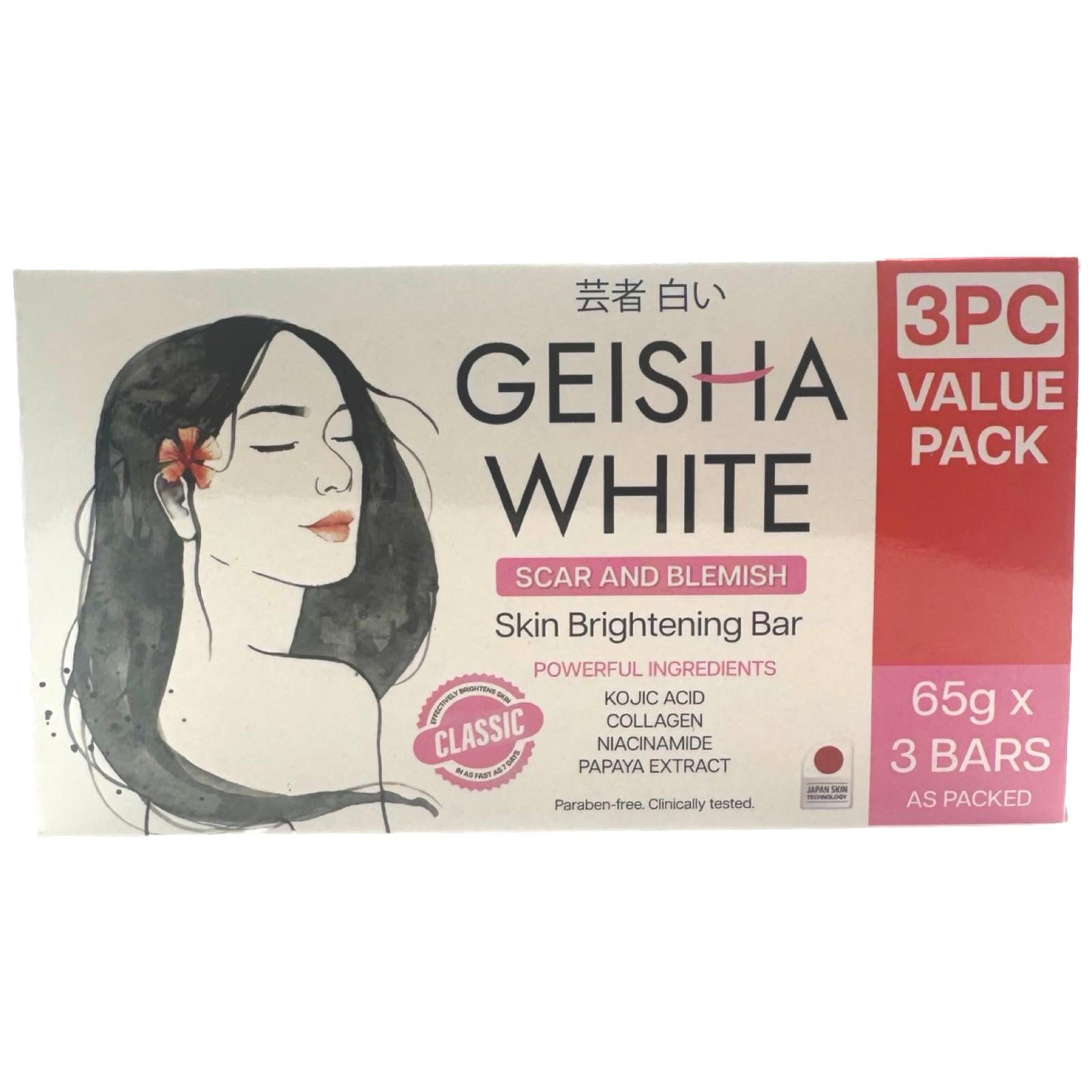 Geisha White Classic Scar & Blemish Soap Bar - 3 Pack (195 G)