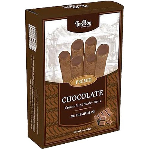 TresBon Premio Premium Chocolate Cream Filled Wafer Rolls - 120 G - A Delicious Treat