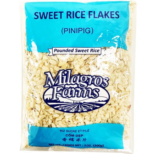 Milagros Farms - 200G Pack of White Pounded Young Sweet Rice (Pinipig) - Perfect for Desserts!