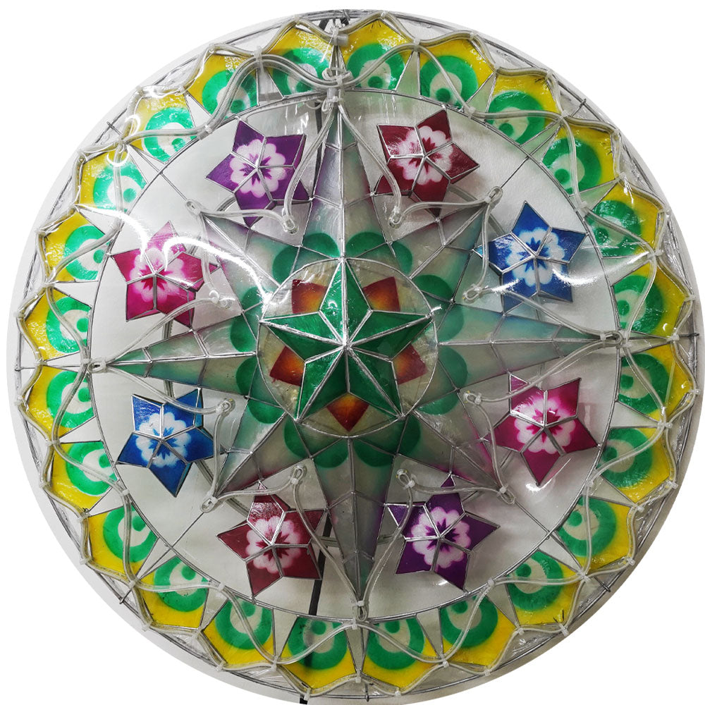 Hot Sale! Philippines Handmade Christmas Capiz Parol Lantern Star in Yellow, Green, White - 24 Inches, 2 KG, 110 V