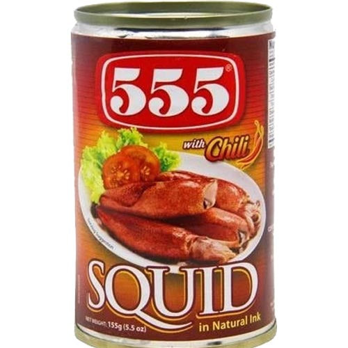 Hot Deal! 555 Canned Squid in Natural Ink with Chili for Filipino Consumers