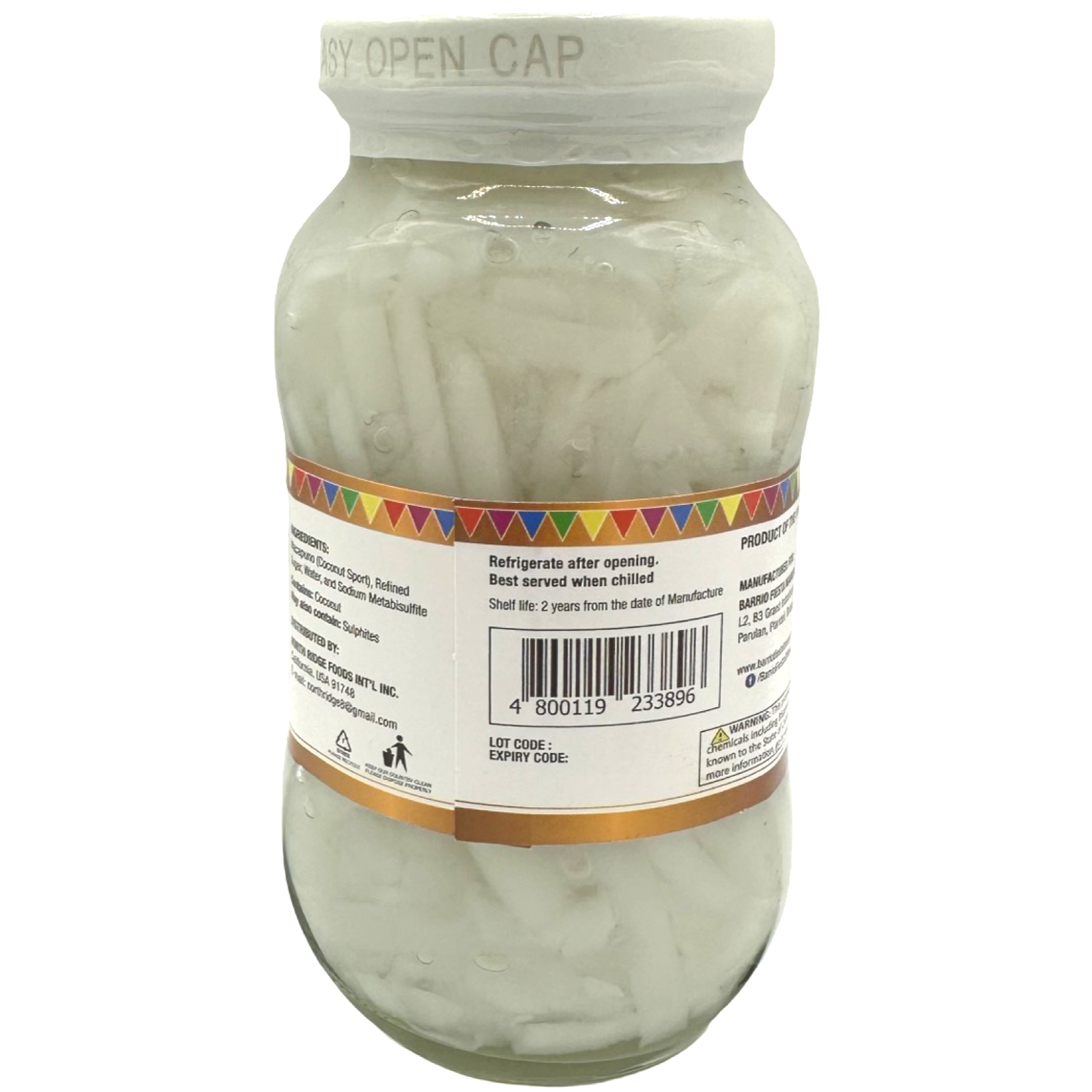 Barrio Fiesta Premium Macapuno Strings - 340 G Jar for Sweet Tropical Desserts