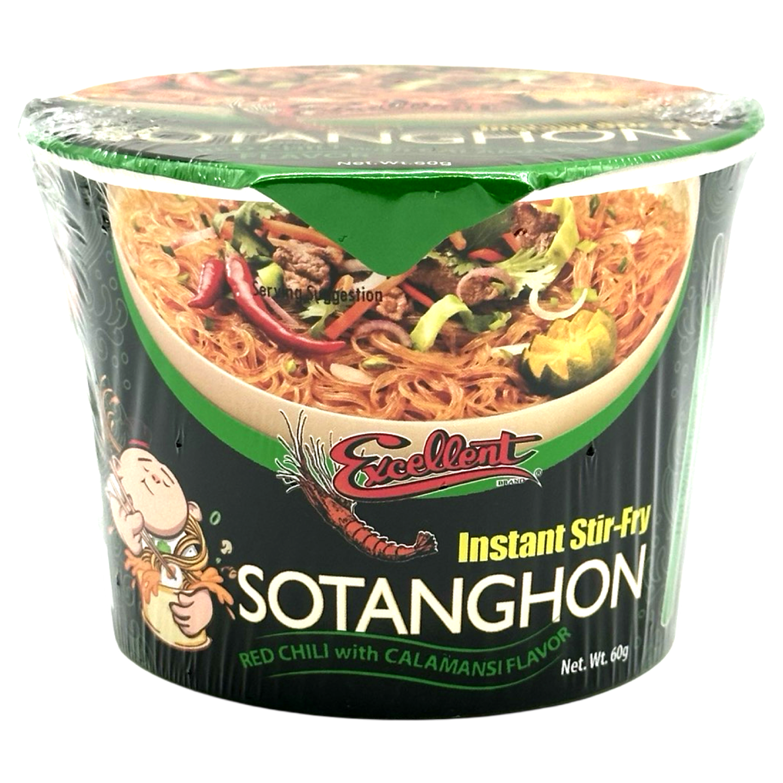 Hot Deal! 60G Excellent Instant Sotanghon Stir Fry with Red Chili & Calamansi Flavor