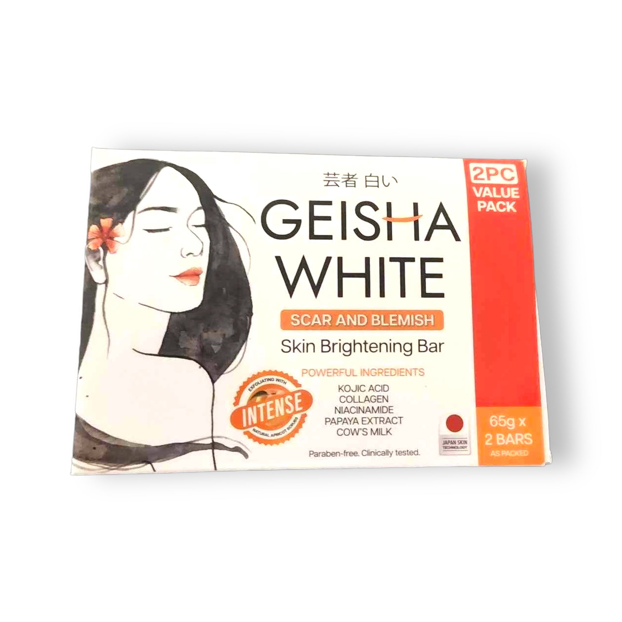 Hot Deal! 2-Pack Geisha White INTENSE Soap Bars for Scar and Blemish Treatment, 130 G Total