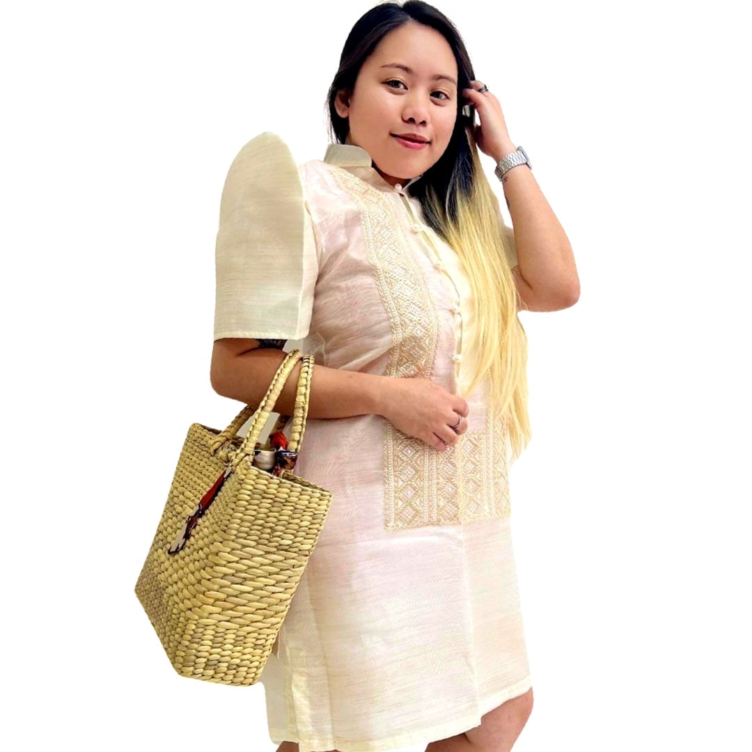 Special Double - Lined Baro't Saya Filipiniana with Brown Bayong Piping Design