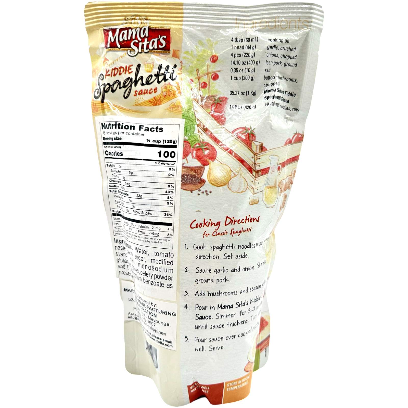 Mama Sita's 1 KG Kiddie Spaghetti Sauce - A Delight for Kids!