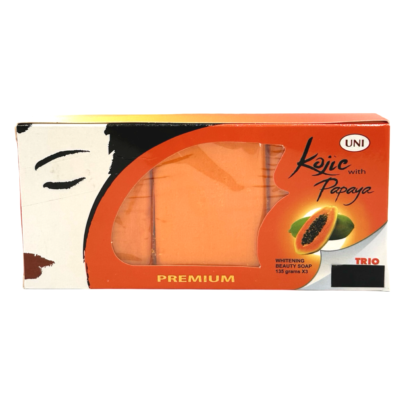 UNI Trio Pack of Kojic with Papaya Soap - 3 Bars, 135G Each, 405G Total