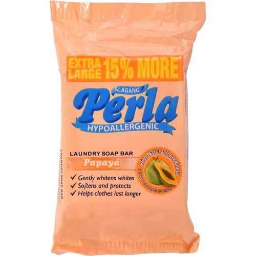 Get 110 G Perla Papaya Hypoallergenic Laundry Soap Bar for Spotless Clothes