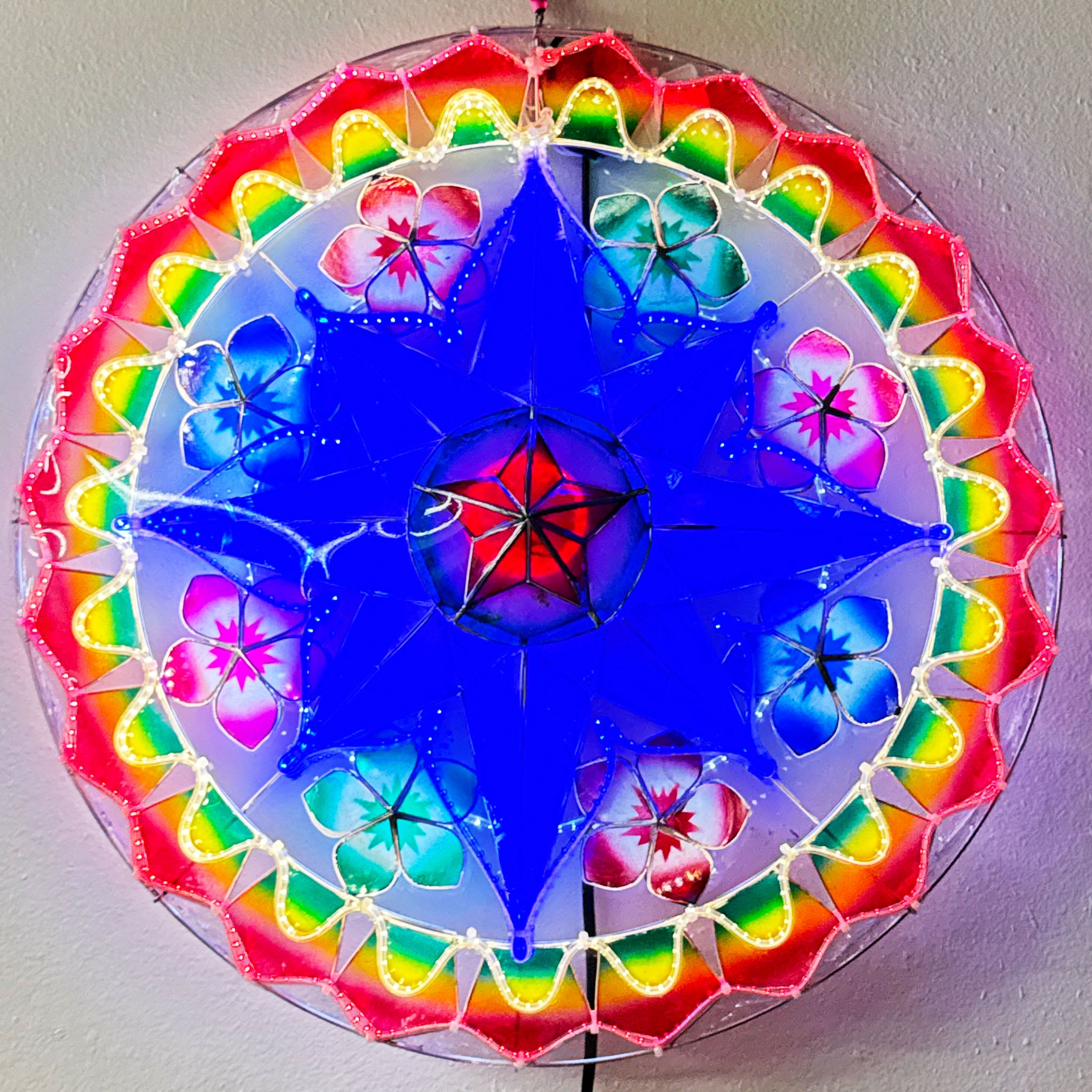 Hot! Philippines Handmade Christmas Capiz Parol Lantern Star (Tala) - Blue/Red/Green/White, 24 Inches, 2 KG, 110V