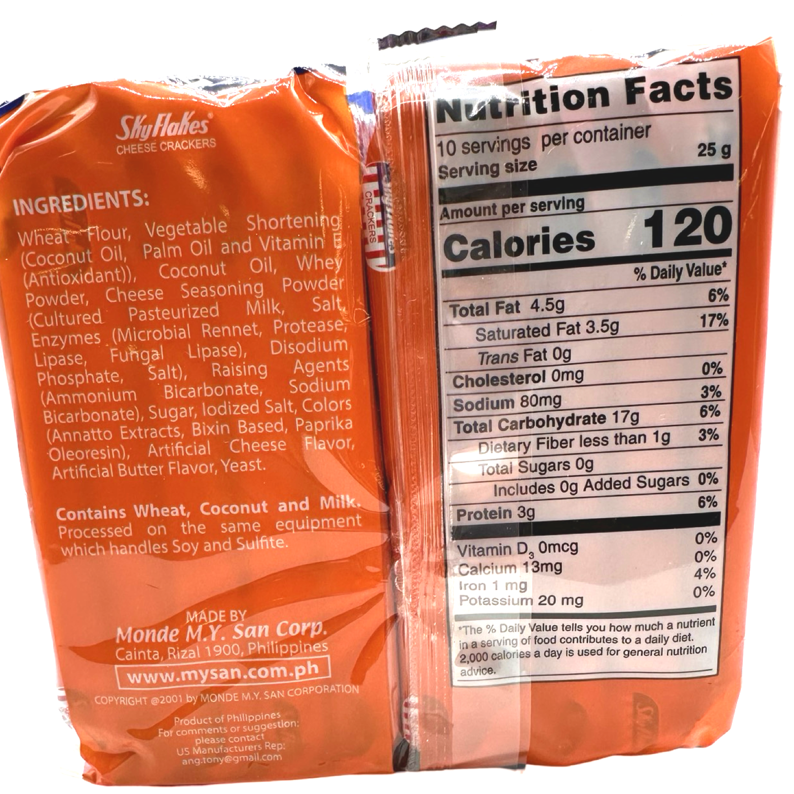 M.Y. San Skyflakes Cheese Crackers - 10 Pack of 250 G