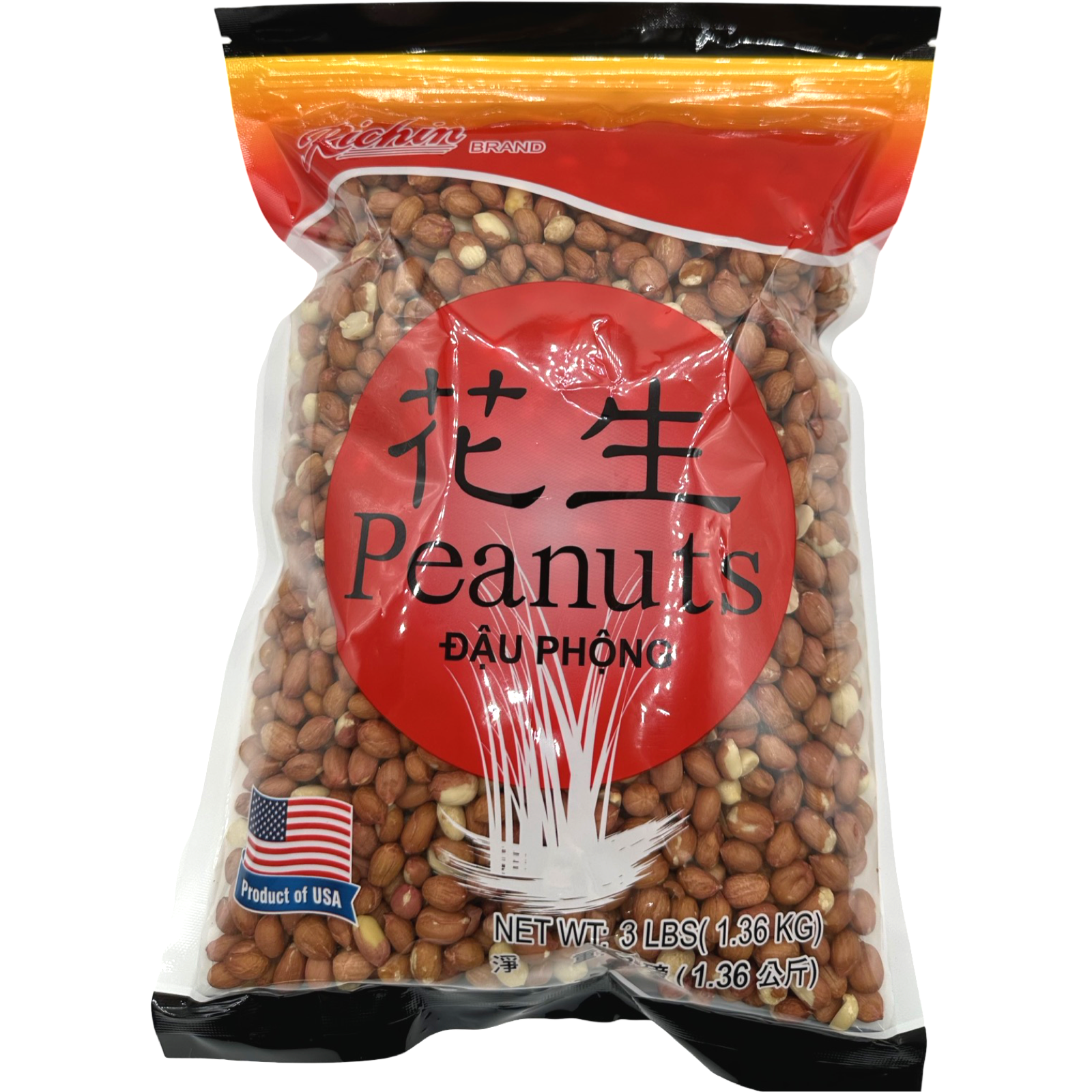 Richin Brand 3 LBS Peanuts with Nutritious Skin