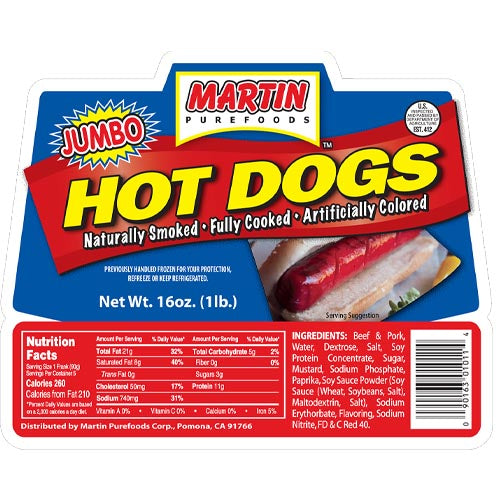 Martin Purefoods Jumbo 16-OZ Hot Dogs - Enjoy Big Taste Now