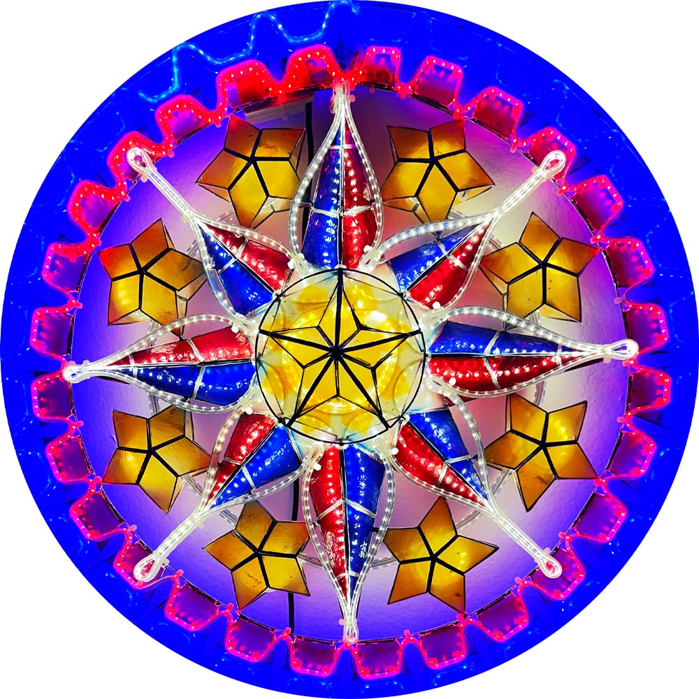 24-Inch Filipino Christmas Capiz Parol Star Lantern with Multi-Color LED Show (PHA)