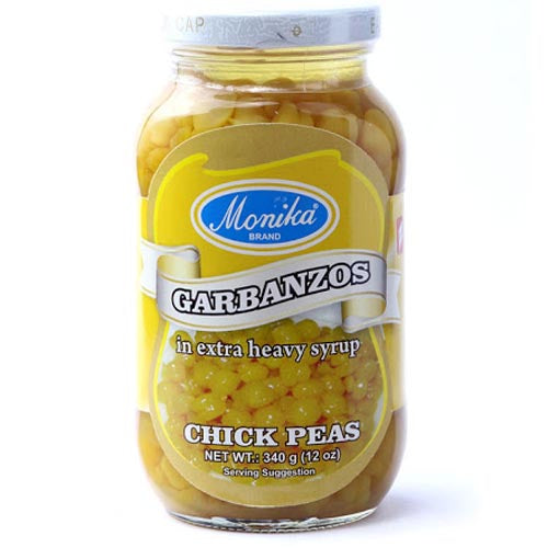 Monika Brand - 12 OZ Chick Peas (Garbanzos) in Extra Thick Syrup - Perfect for Desserts and Savory Dishes