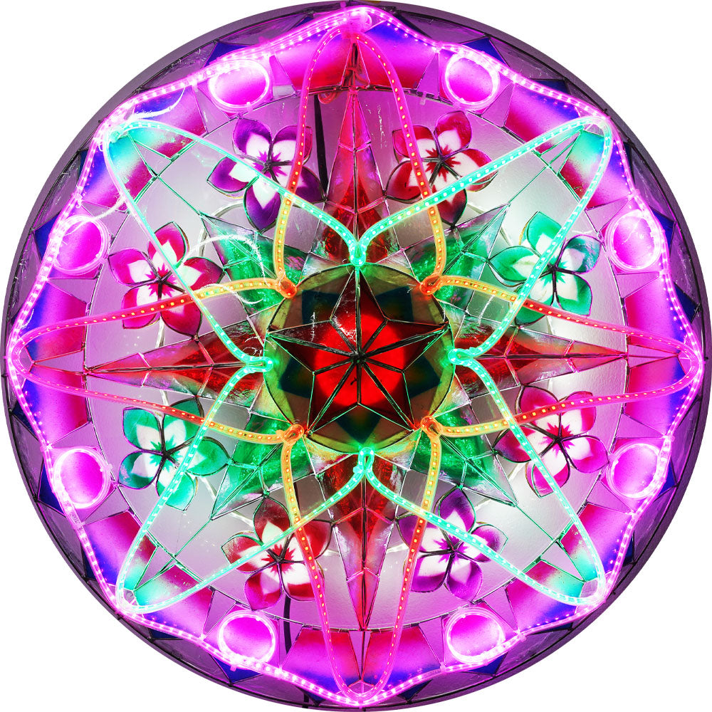 24-Inch Philippines Handmade Capiz Parol Star Lantern in Green, Red, Purple - 2 KG, 110V