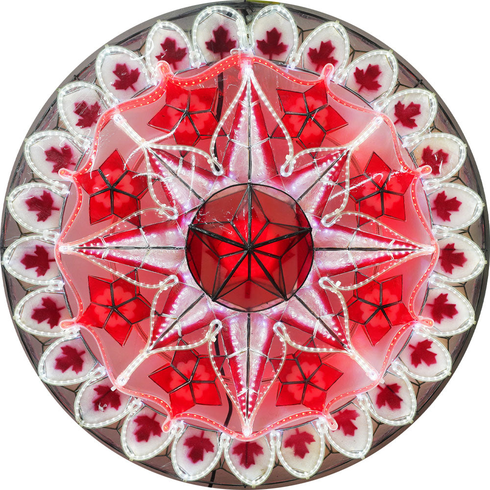 Red/White LED Philippine Christmas Capiz Parol Lantern Star - 24 Inches, 2 KG, 110V