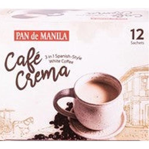 Pan de Manila 3-in-1 Spanish Style White Coffee - Cafe Crema, 12 Sachets (30 G Each)