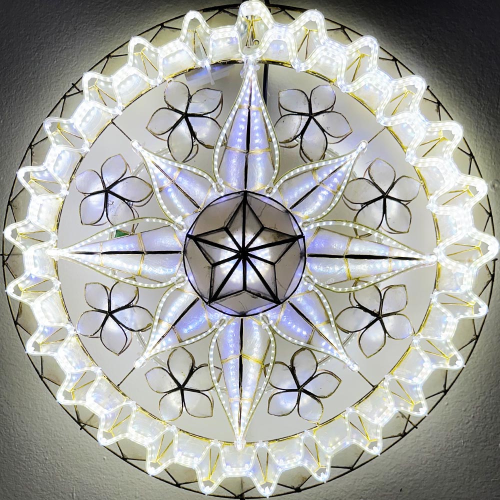 24-Inch White LED Philippines Handmade Capiz Parol Star Christmas Lantern (Tala) 2KG 110V (CY41)