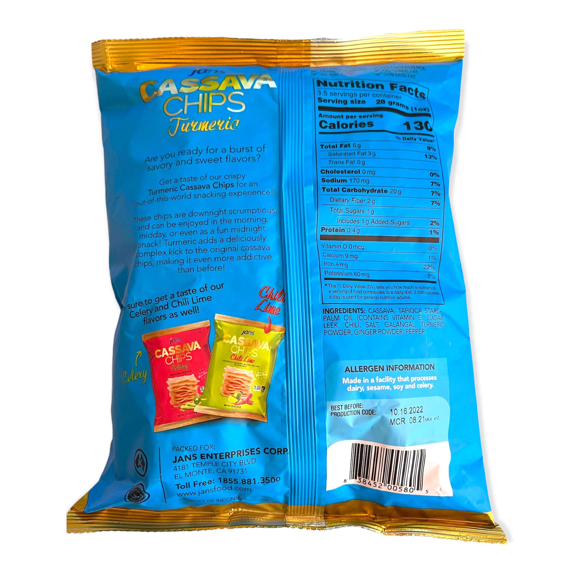 Jans Turmeric - Flavored 100 - Gram Cassava Chips