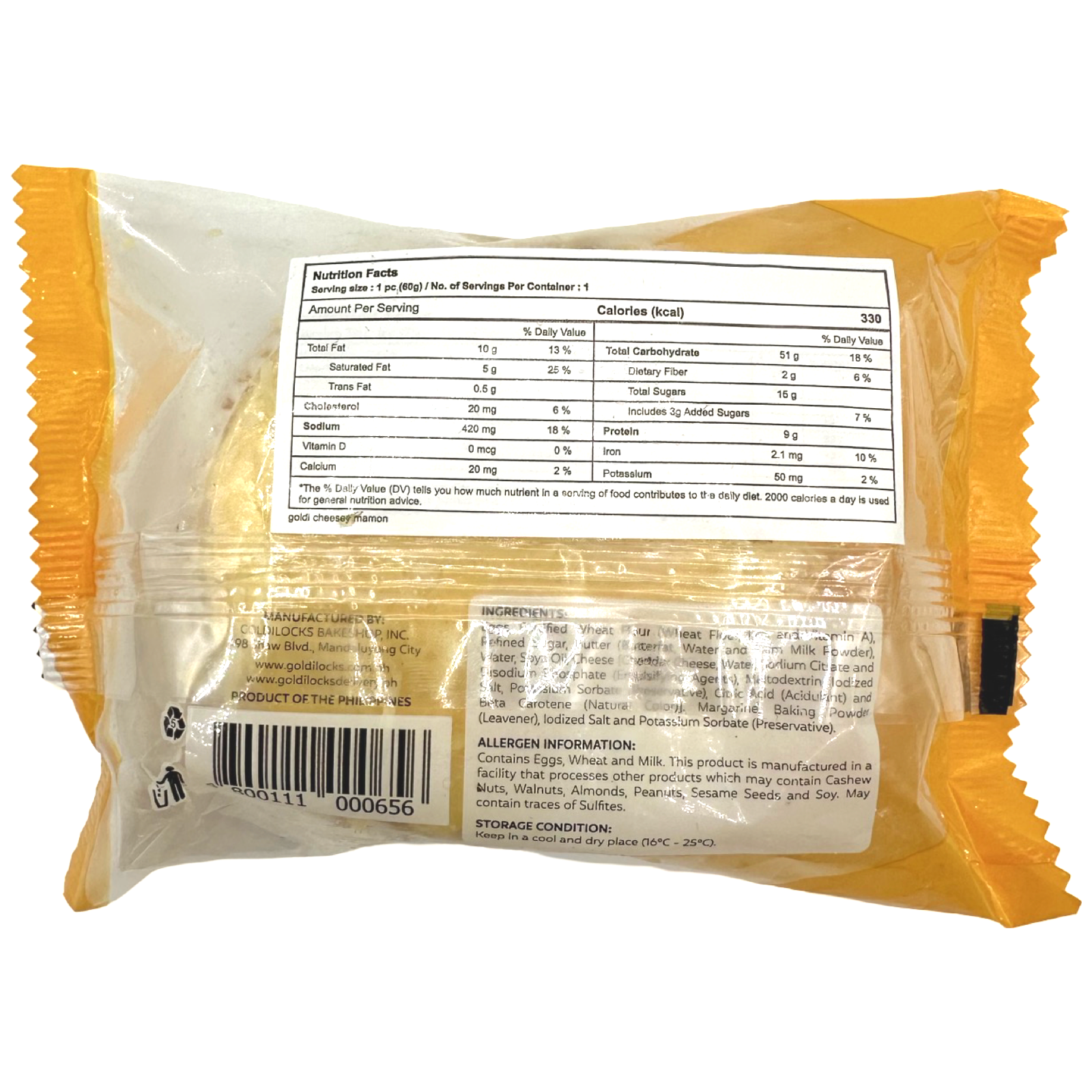 Goldilocks Cheesy Fluffy Mamon - 75G - Fresh Delight