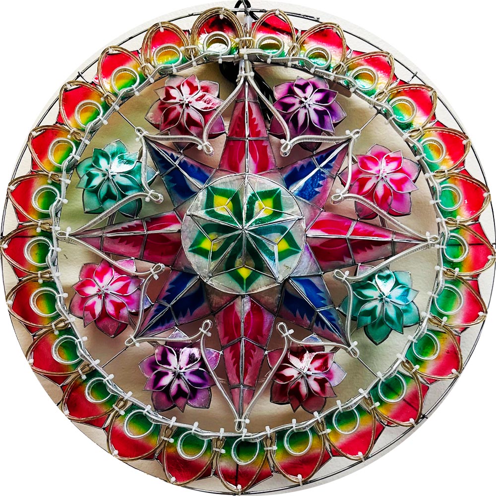 Hot Sale! Philippines Handmade Christmas Capiz Parol Lantern Star in Purple, Blue, Yellow & White - 24 Inches, 2 KG, 110 V