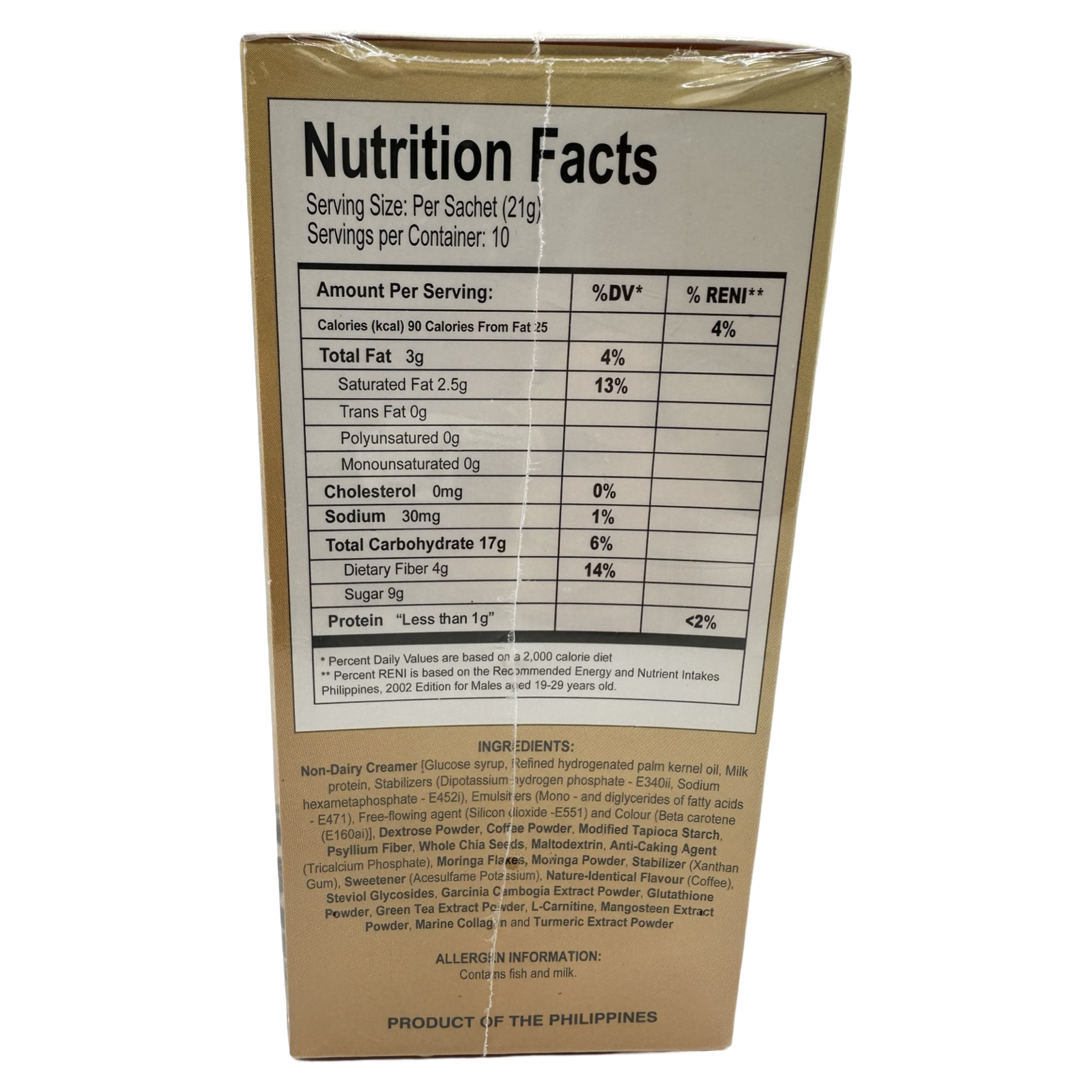 Lorenzana Mangosteen Infused Detox Coffee Mix - 10 Sachets, 21g Each (210g Total)