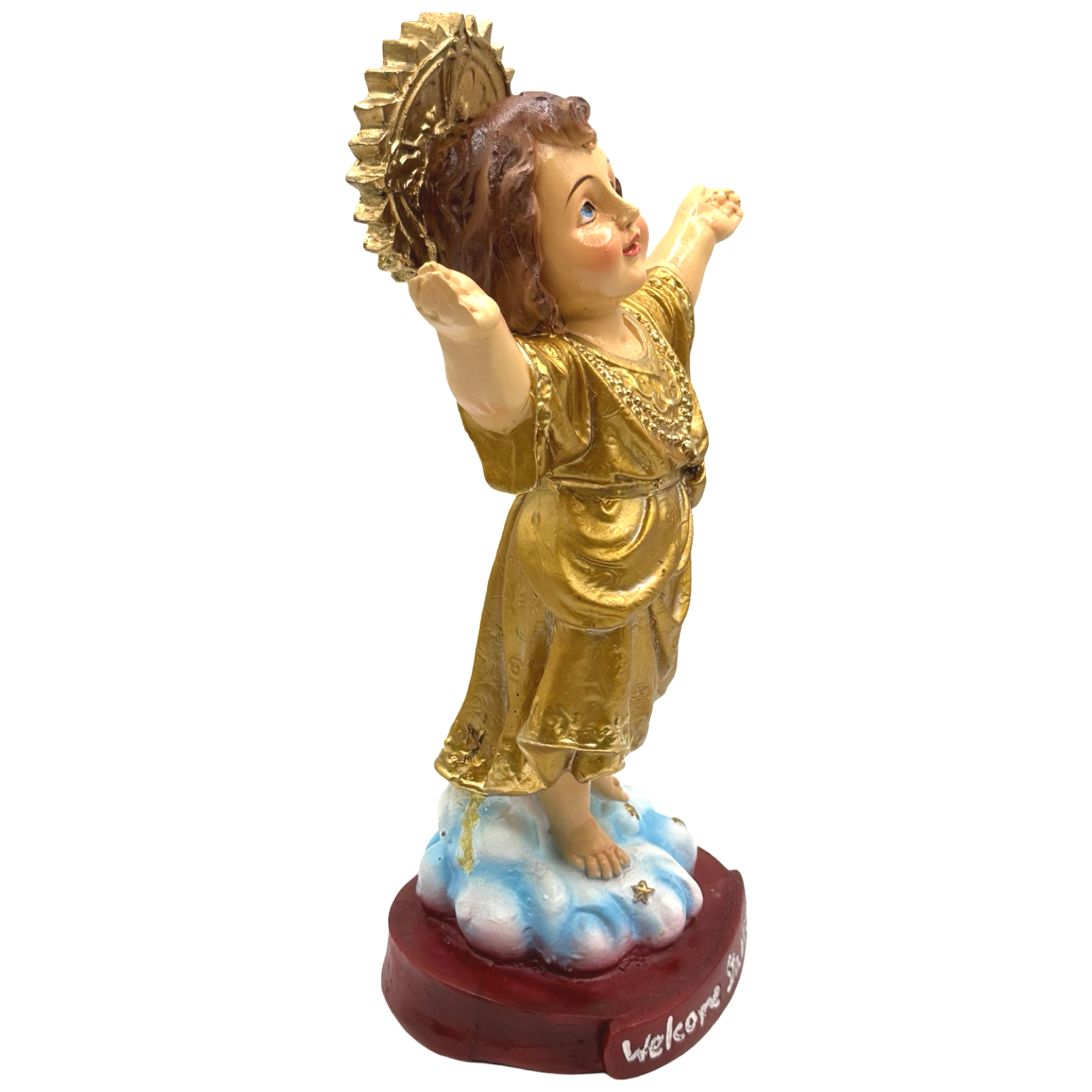 Exclusive GOLD 12 x 7.5 inches Sto. Niño Religious Statue Figurine - Top Philippine Handicrafts