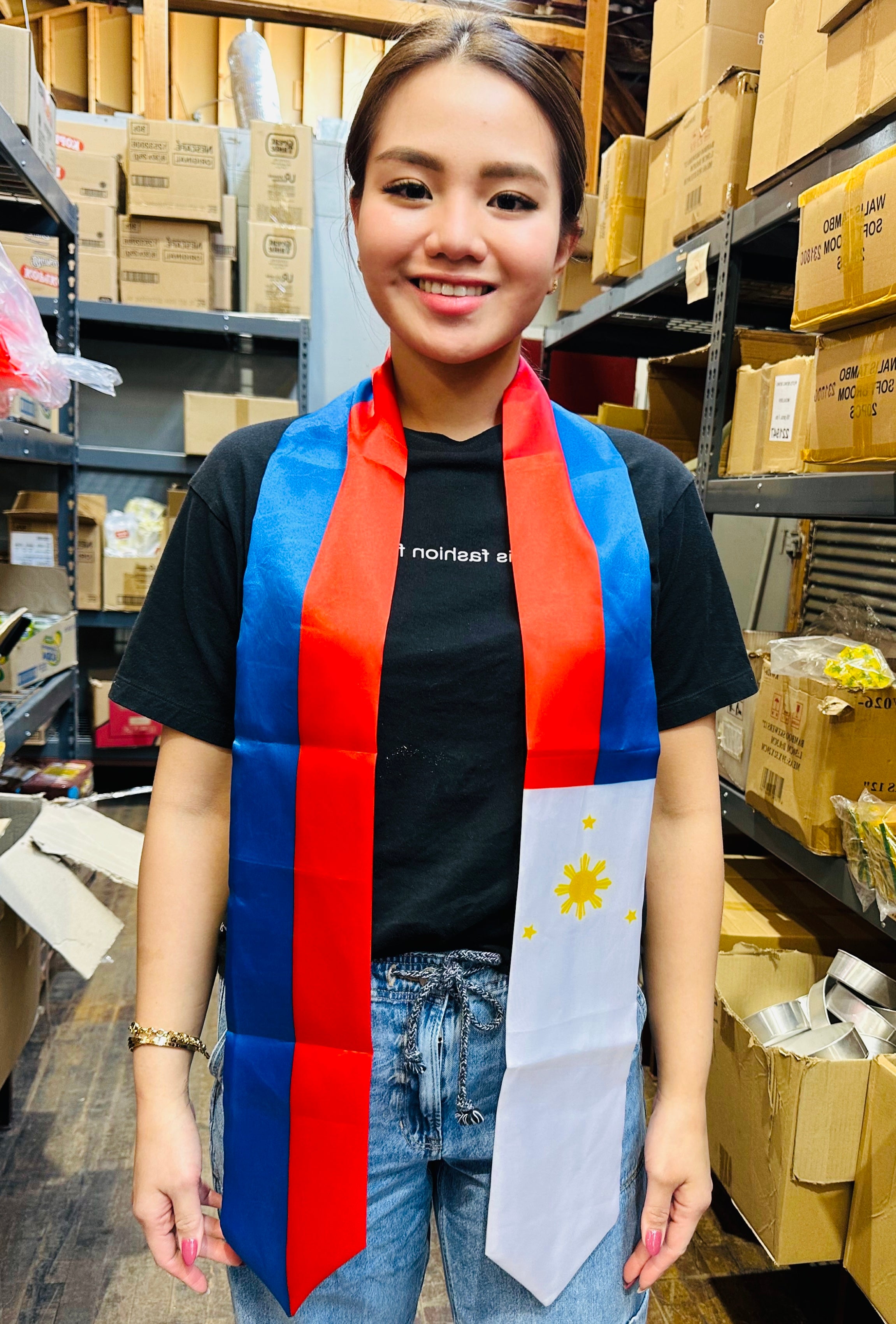 Special Offer! 100% Satin Polyester Philippine Flag Color Graduation Sashes, 13 x 180 CM