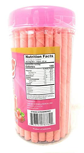 14.1 OZ Jar of Creamy Stikko Strawberry-Filled Wafer Sticks
