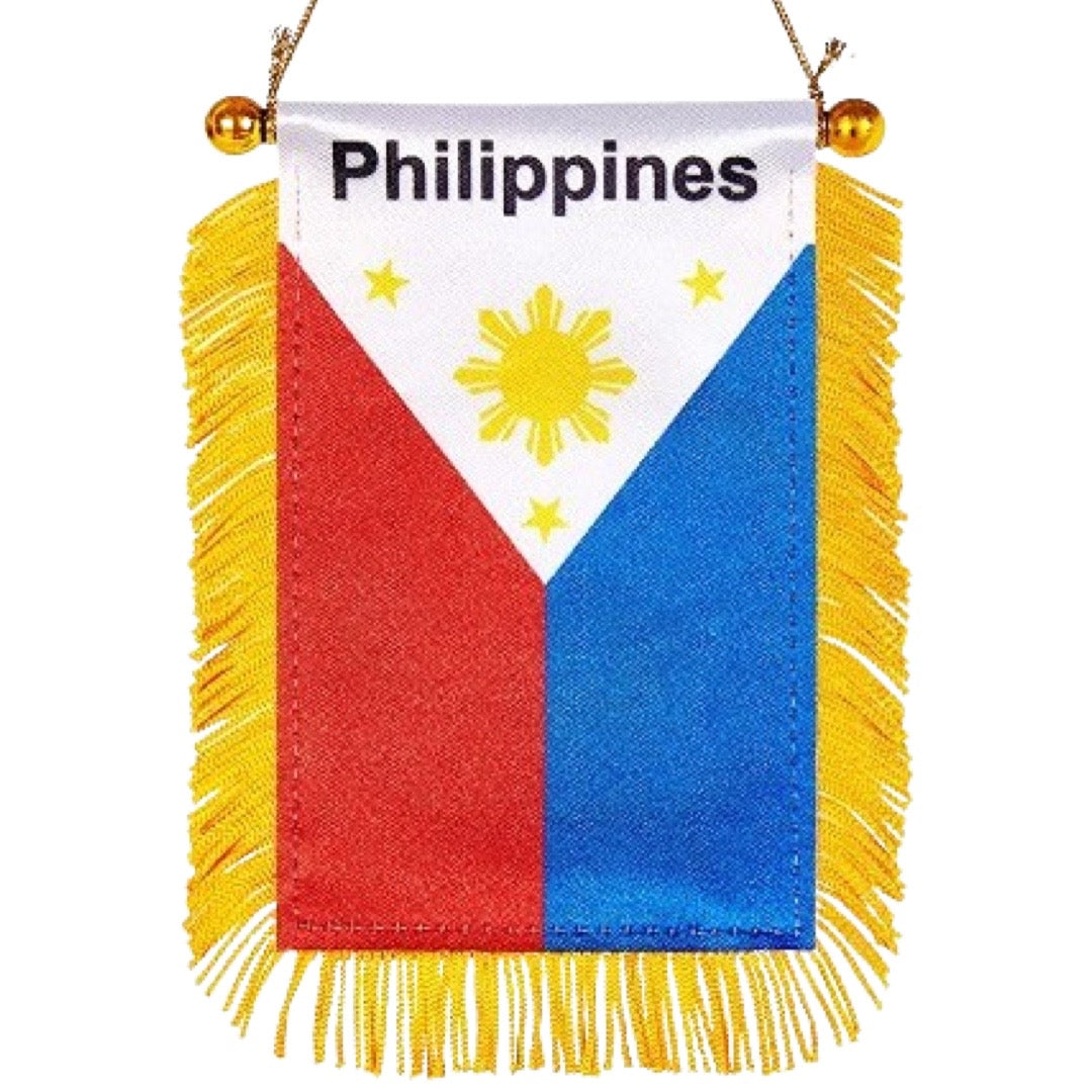 Hot Sale! Philippine Flag Rearview Mirror Window Hanging Banner with Suction Cup Car Accessory