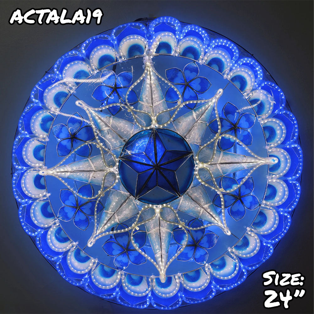 24-Inch Blue/White Filipino Handmade Capiz Parol Lantern Star (Tala) 2KG 110V (ACTALA19)