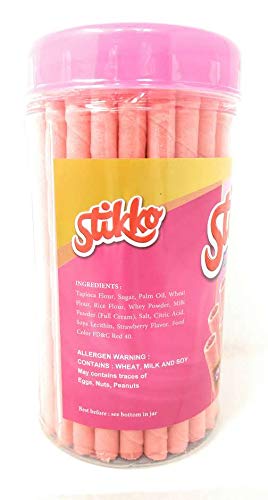 14.1 OZ Jar of Creamy Stikko Strawberry-Filled Wafer Sticks