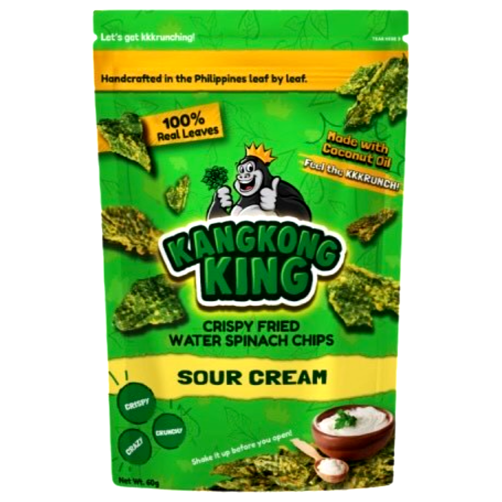 KangKong King Sour Cream Flavored Crispy Fried Water Spinach Chips - 60 G - Perfect Snack!