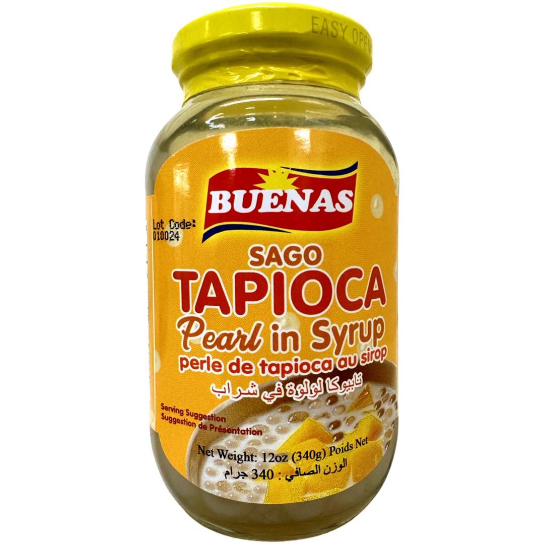 12 OZ Buenas Premium Sago Tapioca Pearls in Delicious Syrup