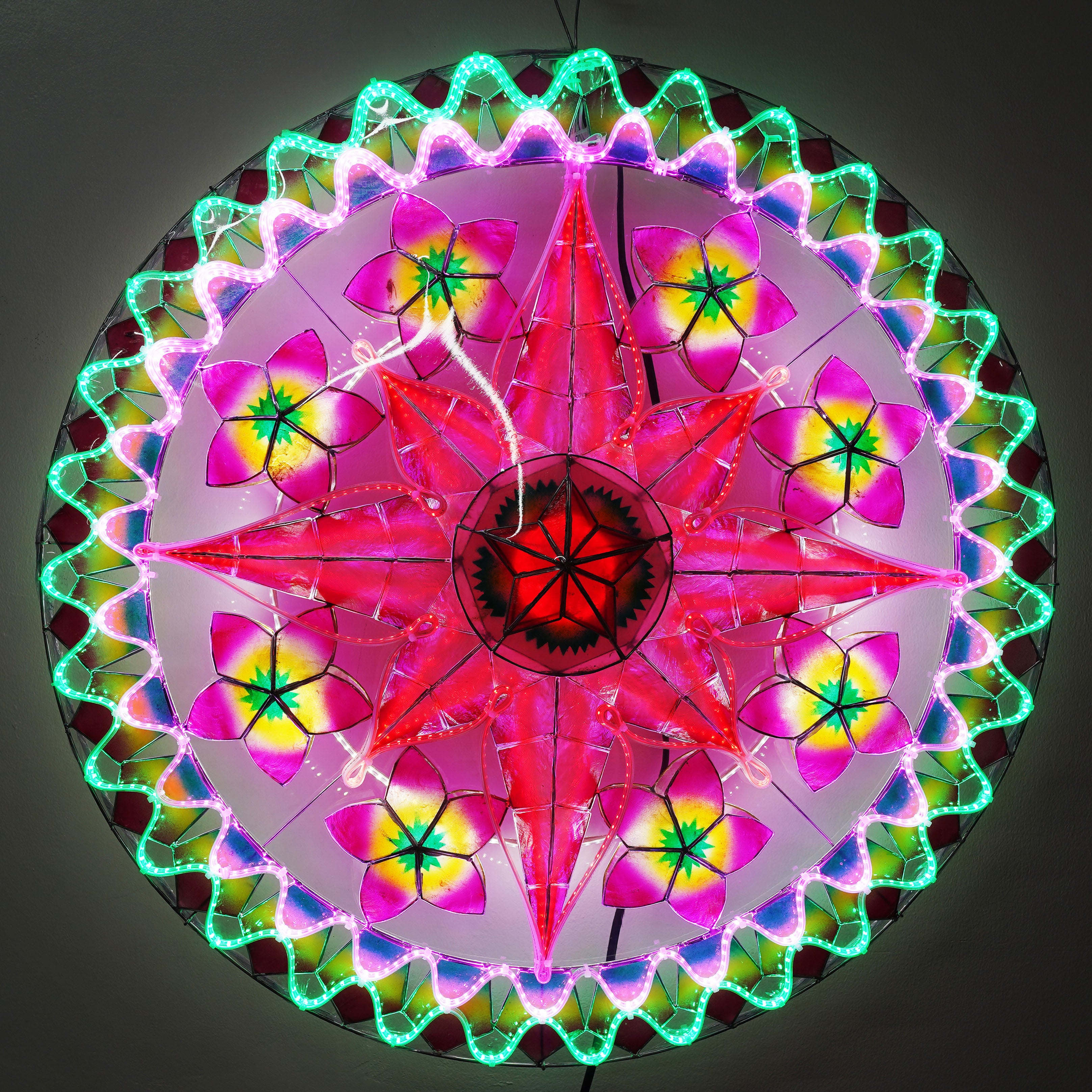 Philippine Handmade Christmas Capiz Parol Star Lantern - Purple, Red, Green, 30 Inches, 4 KG