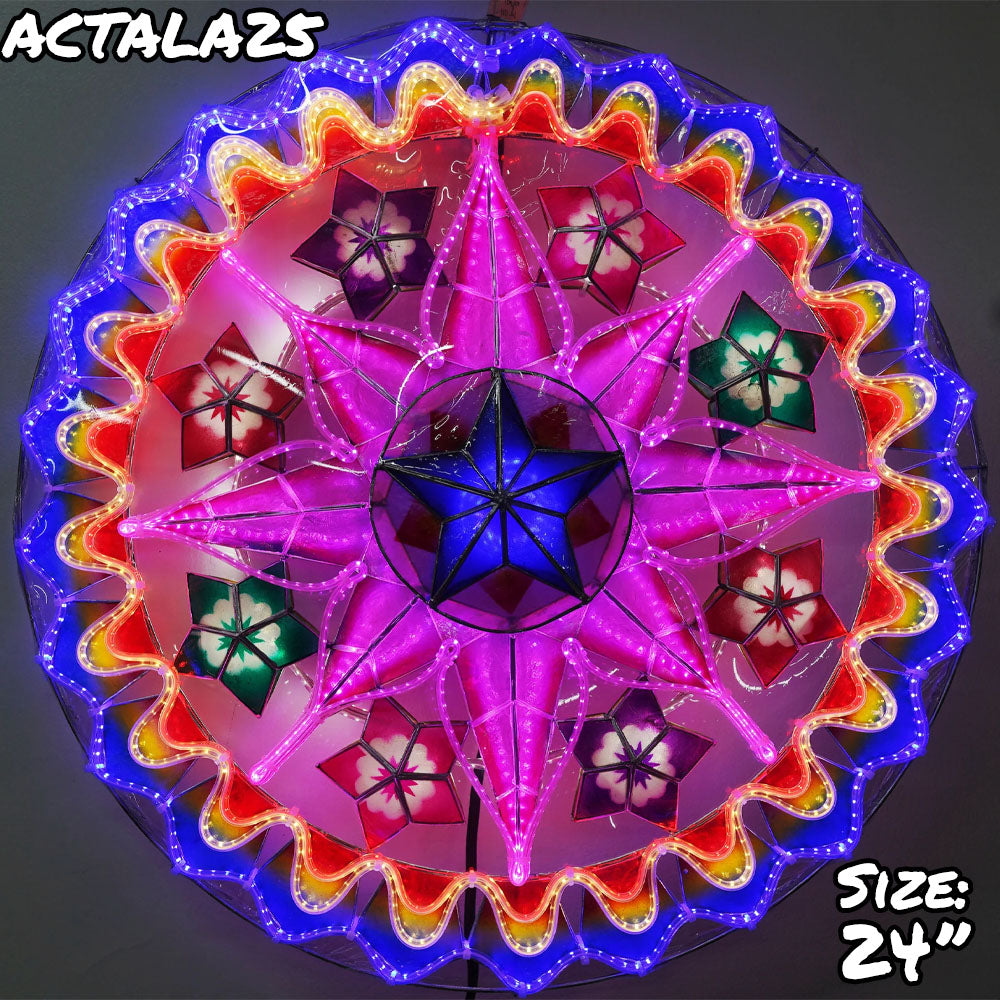 Hot Sale! Philippines Handmade Capiz Shell Christmas Parol Lantern Star in Blue, Red, Purple, White - 24 Inches, 2 KG, 110 V