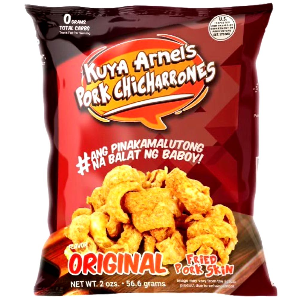 Kuya Arnel's Original Flavor 2 OZ Fried Pork Skin Pork Chicharrones