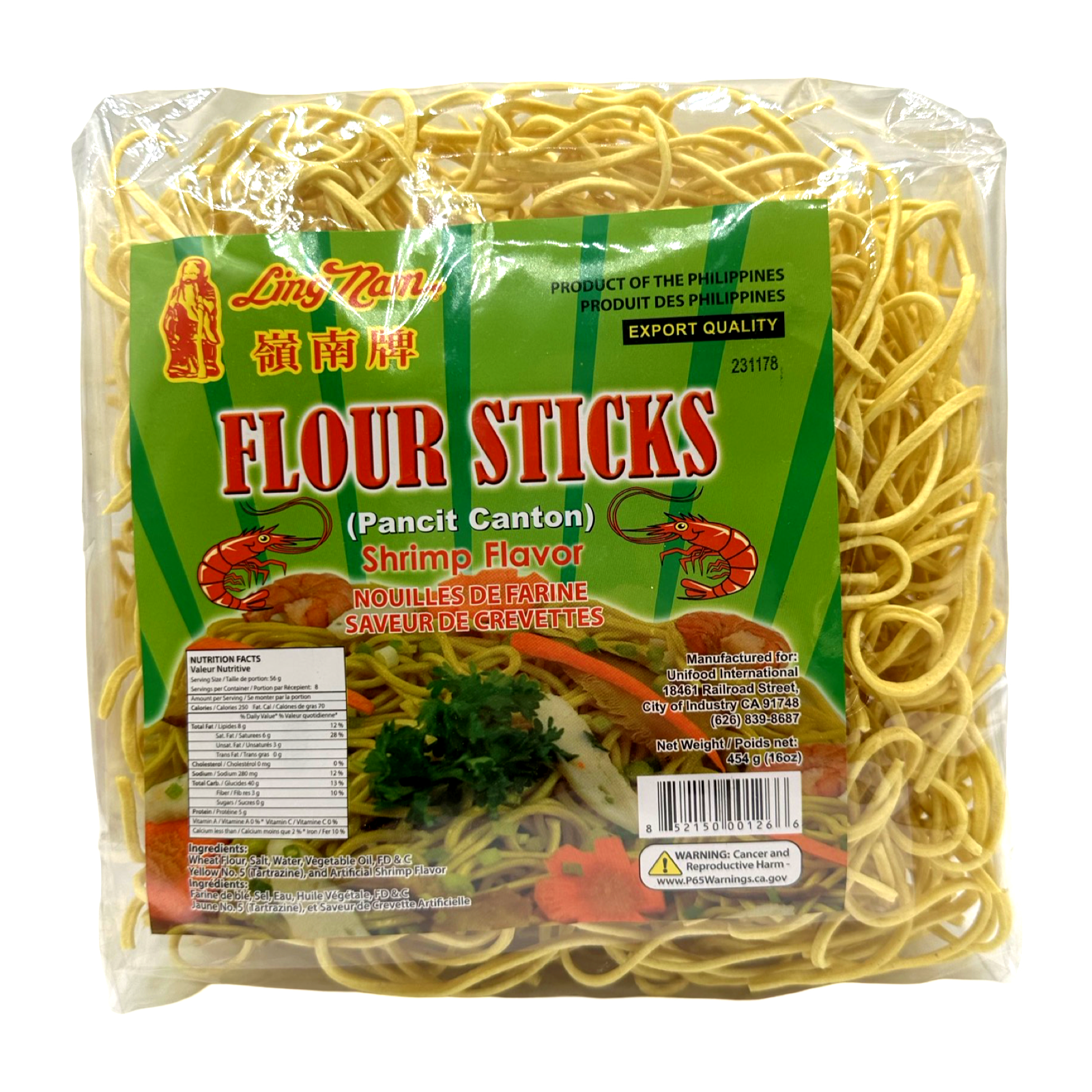 Ling Nam - Premium 16 OZ Shrimp Flavor Flour Sticks (Pancit Canton) - Tasty Deal