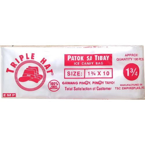 Triple Hat 100-Piece PE Ice Candy Bag Wrapper - 1-1/2 X 10 Size, 60 G