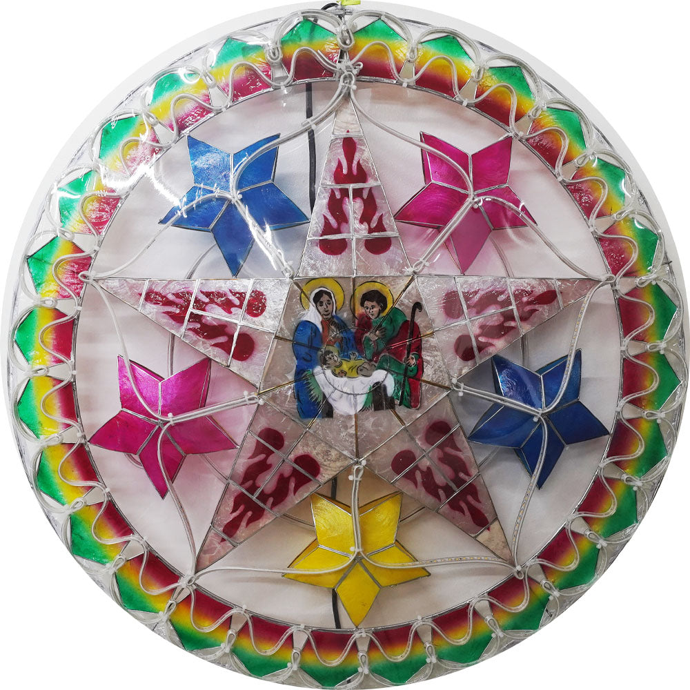 Hot Sale! Philippines Handmade Christmas Capiz Parol Lantern Star with Nativity Scene, 30 Inches, 4 KG, 110V