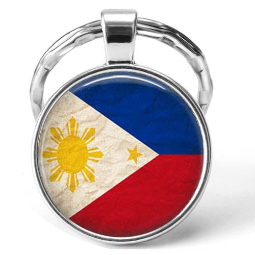 Premium 10X10X5 cm Circle Metal Alloy Philippines Flag Keychain