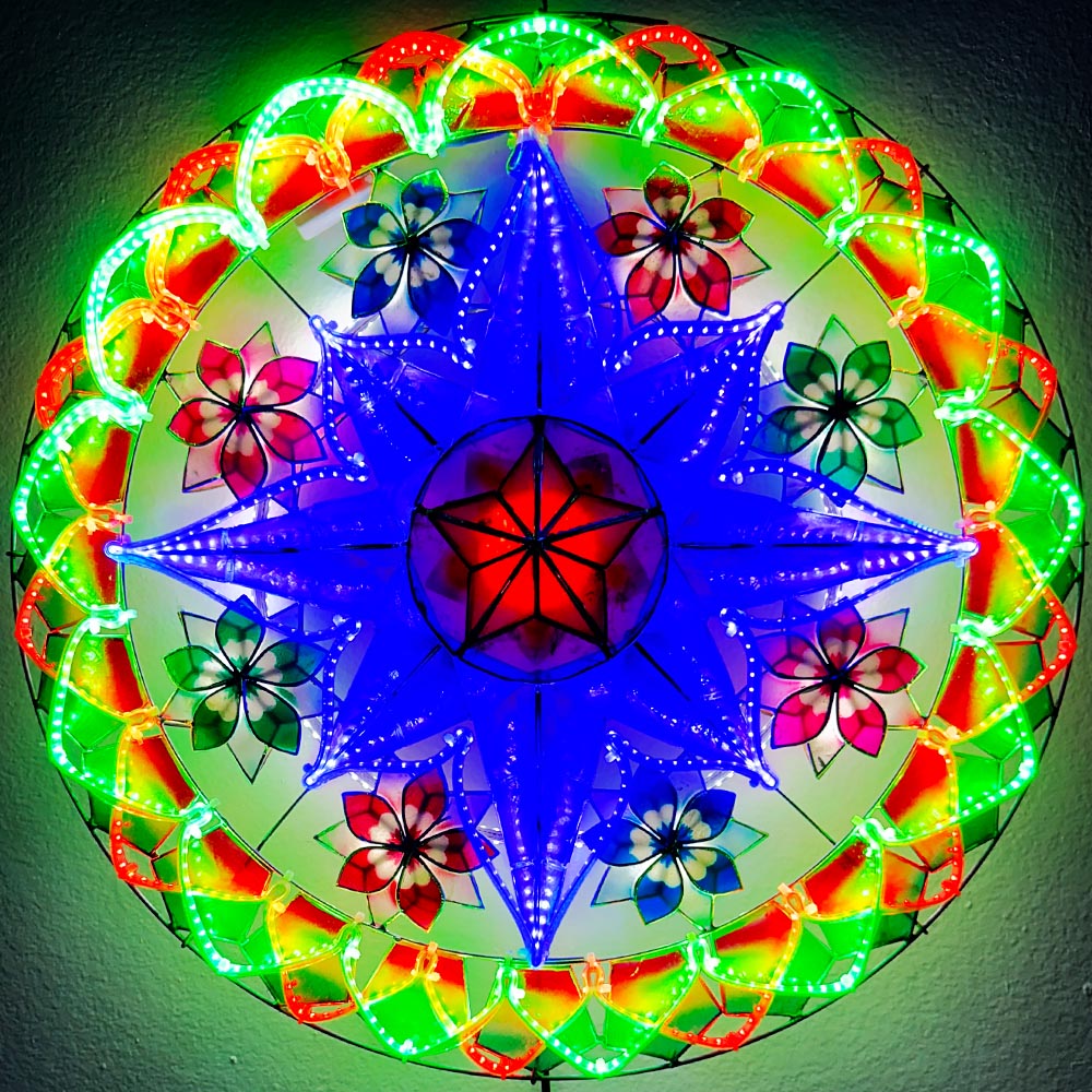 Hot! Philippines Handmade Capiz Parol Lantern Star with RGBW LED Show - 24 Inches, 2 KG, 110V