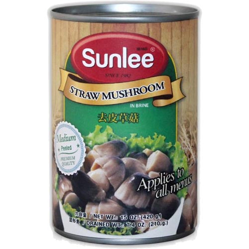 Sunlee Brand - 15 OZ Canned Brined Straw Mushroom for Delicious Dishes