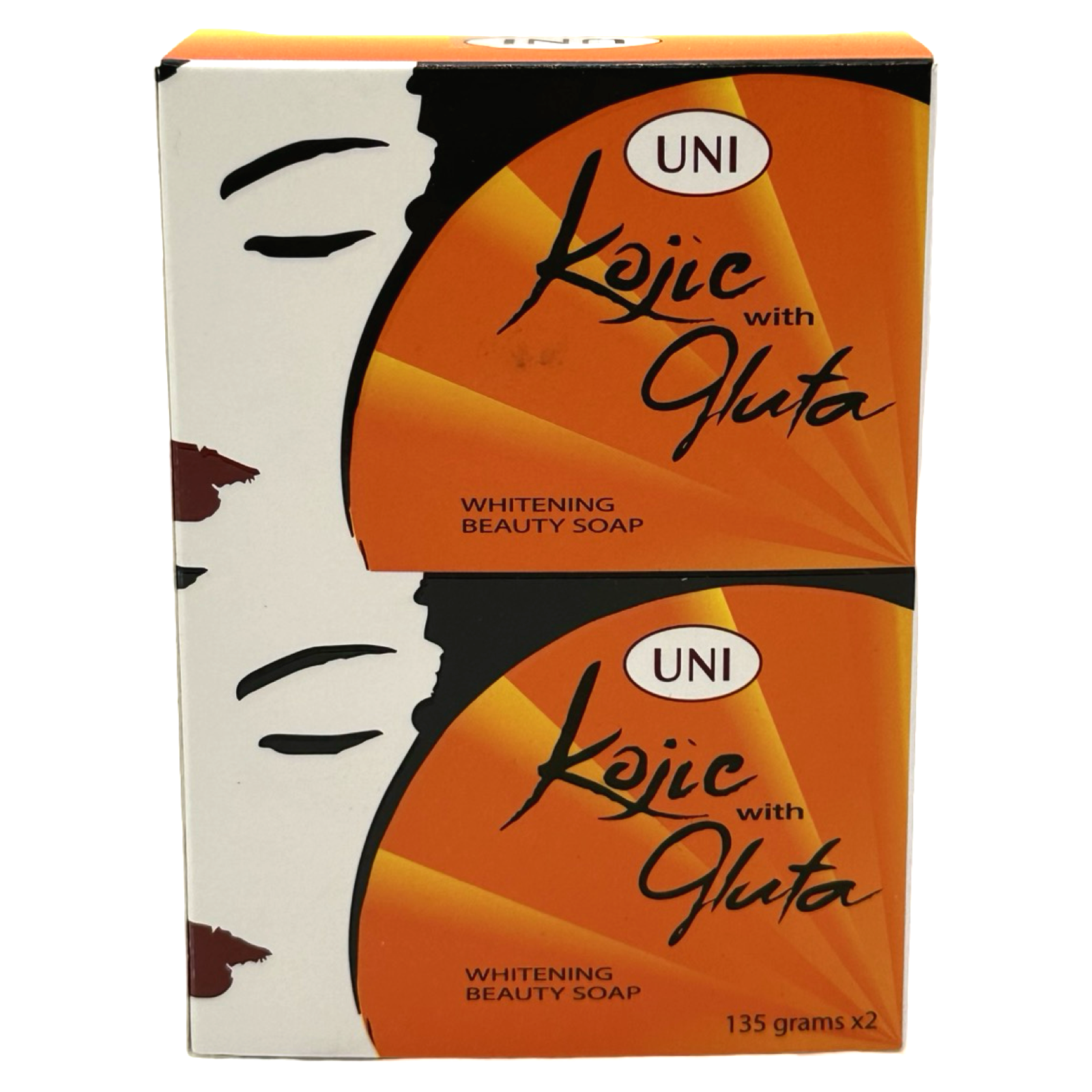 Double Pack Orange UNI - Kojic with Gluta Beauty Soap, Total 270 G