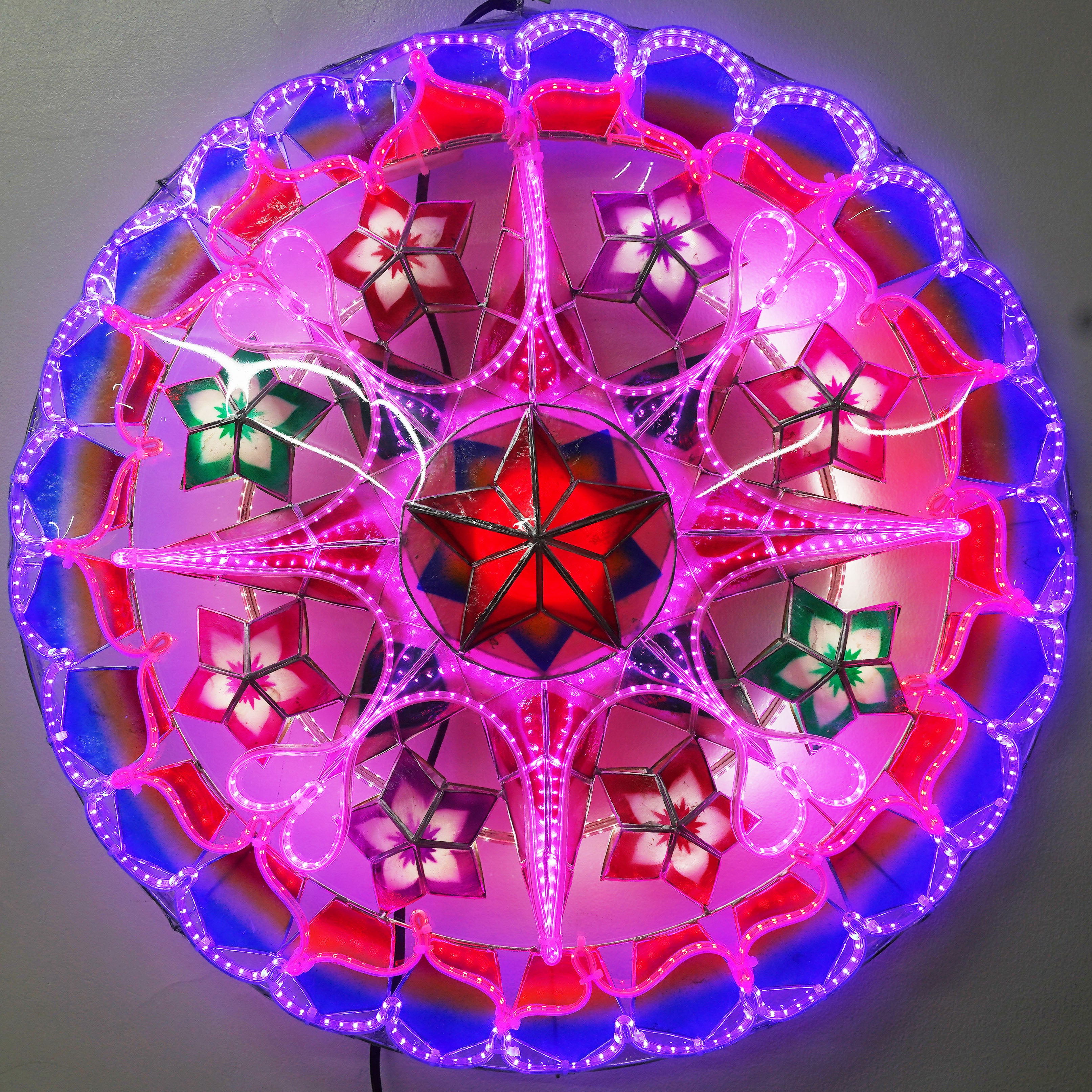 Hot Sale! Philippines Handmade Christmas Capiz Parol Lantern Star in Purple, Red, Blue - 24 Inches, 2 KG, 110 V
