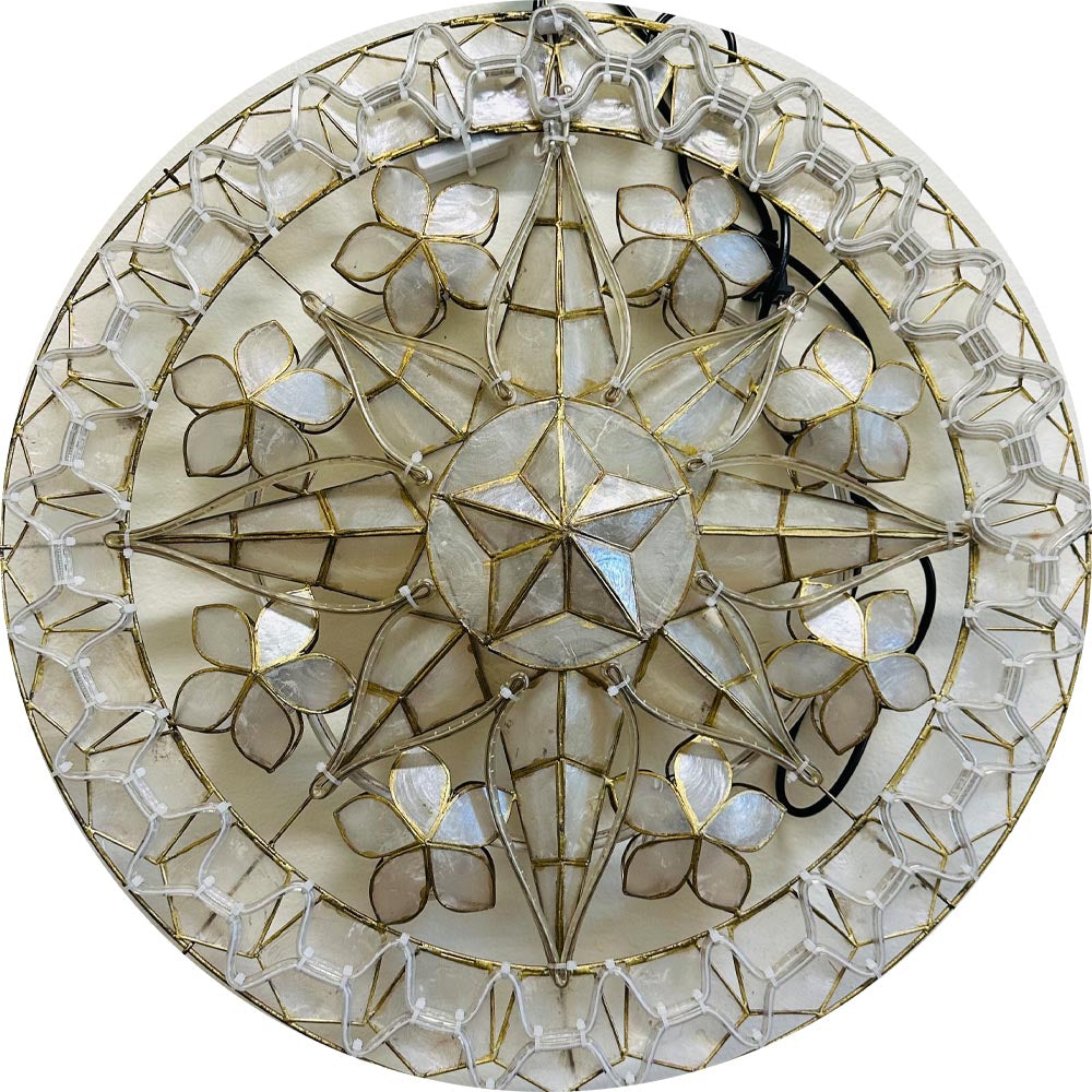 24-Inch White LED Philippines Handmade Capiz Parol Star Christmas Lantern (Tala) 2KG 110V (CY41)