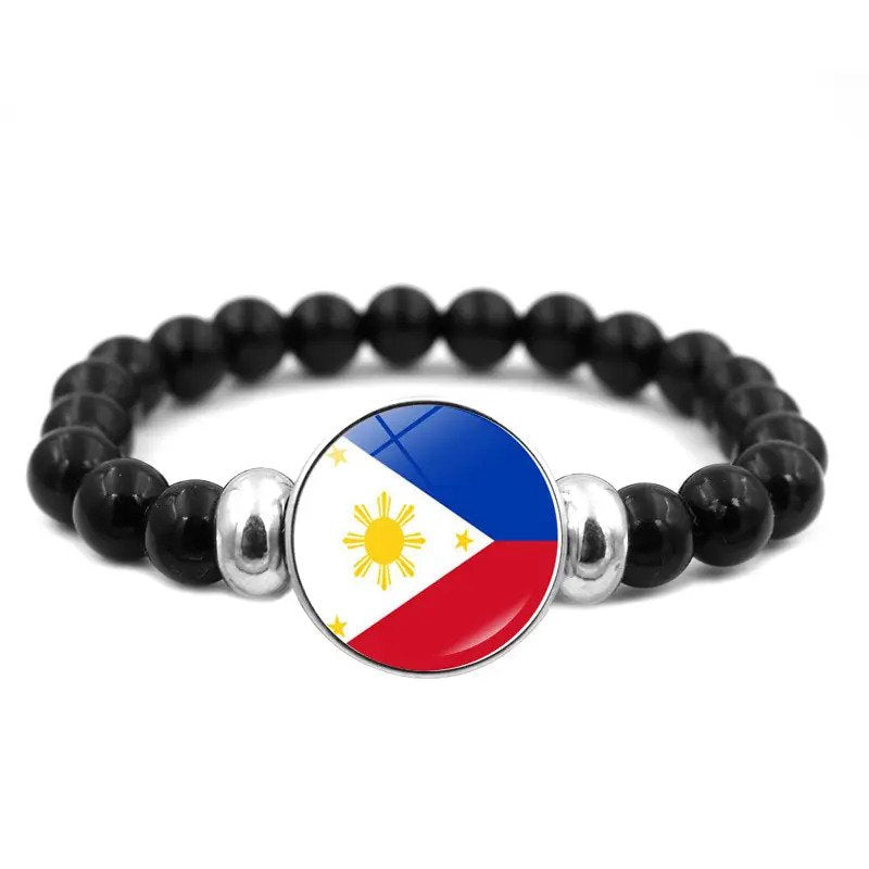 Hot Sale! Philippine Flag Elastic Beaded Jewelry Bracelet Made of 420 G Glass Stones