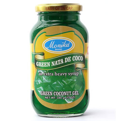 Monika Brand - 12 OZ Green Coconut Gel Nata de Coco in Thick Syrup - Ideal for Desserts