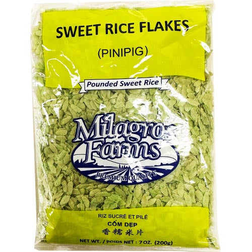 Milagros Farms - 200 G Pounded Young Green Sweet Rice (Pinipig) - Ideal for Desserts